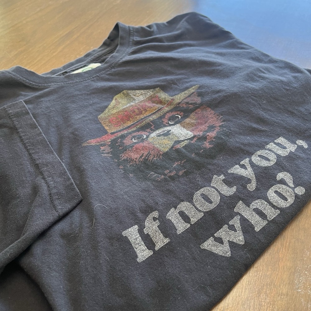 American Needle T-Shirt Men's XL Black Smokey Bear Forest Fire Prevention